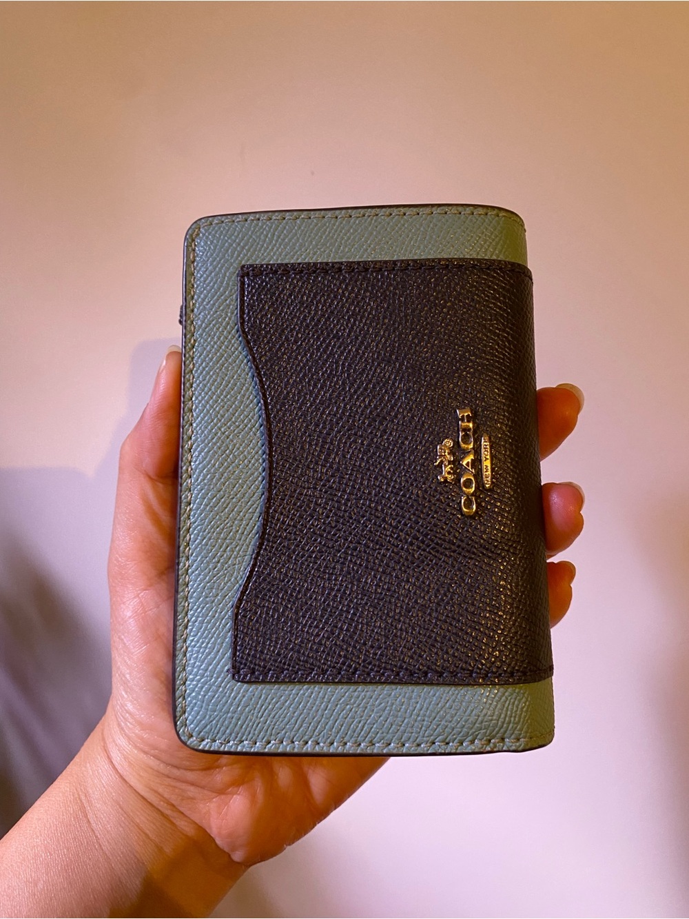 Coach Two-Tone Black and Green Leather Wallet